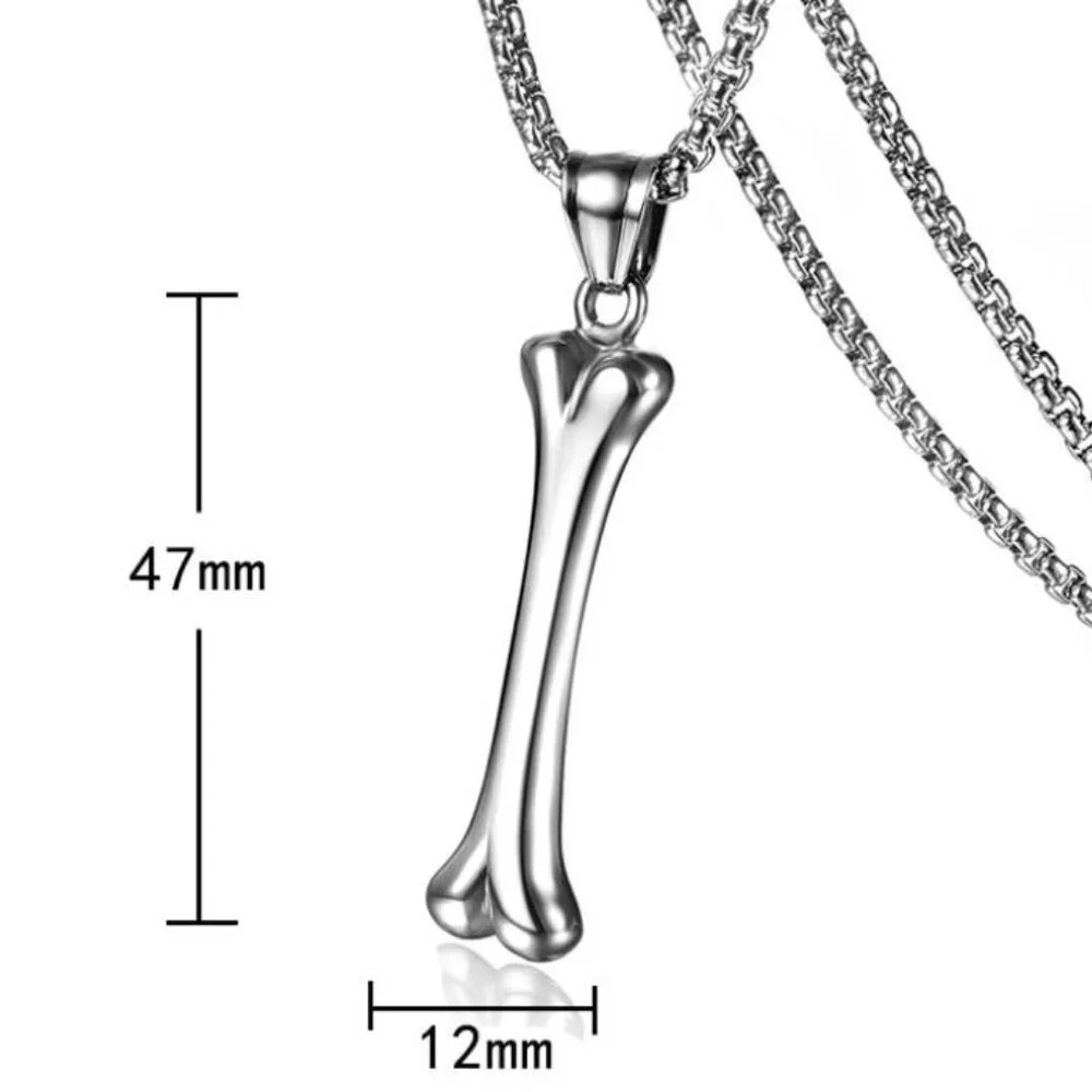 ❤️Fashion stainless steel dog bone skeleton pendant necklace for men, N90201P229